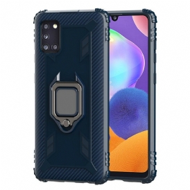 Cover Samsung Galaxy A31 Anello E Fibra Di Carbonio