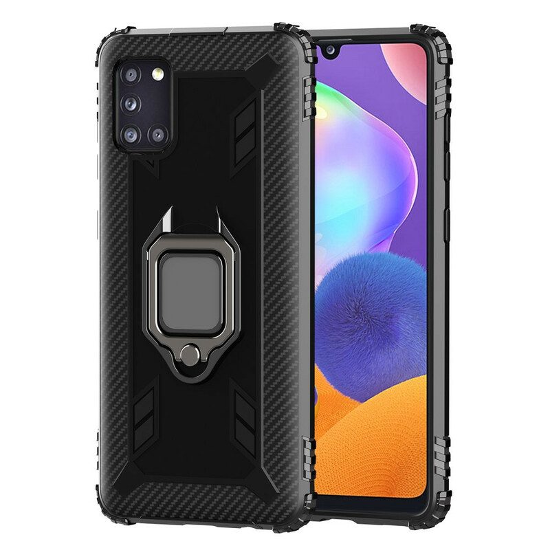 Cover Samsung Galaxy A31 Anello E Fibra Di Carbonio