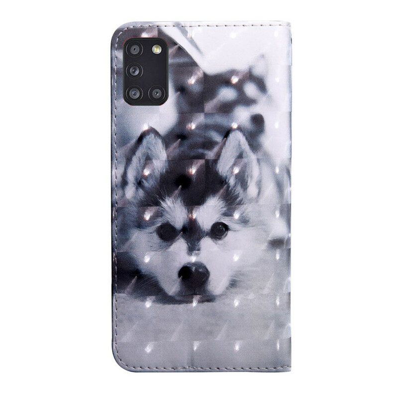 Custodia A Portafoglio Samsung Galaxy A31 Cane In Bianco E Nero