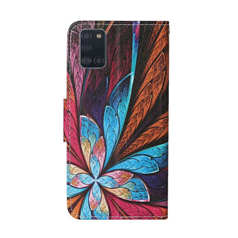 Custodia A Portafoglio Samsung Galaxy A31 Fogli Colorati Con Cordino