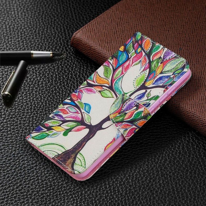 Custodia in pelle Samsung Galaxy A31 Albero Colorato