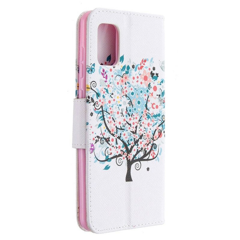 Custodia in pelle Samsung Galaxy A31 Albero Fiorito