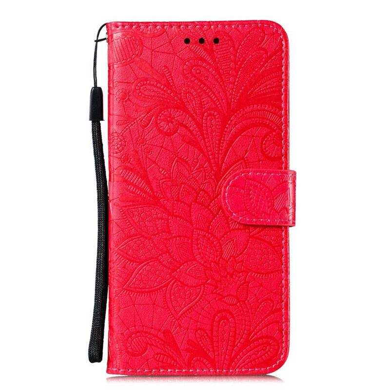 Custodia in pelle Samsung Galaxy A31 Cinturino Fiori Tribali