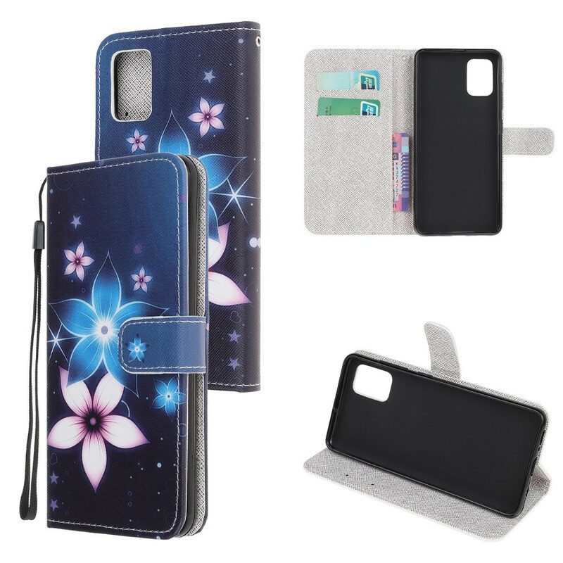 Custodia in pelle Samsung Galaxy A31 Cinturino Lunare Fiori