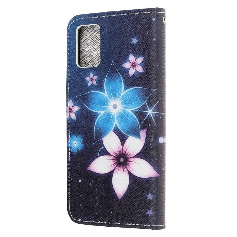 Custodia in pelle Samsung Galaxy A31 Cinturino Lunare Fiori