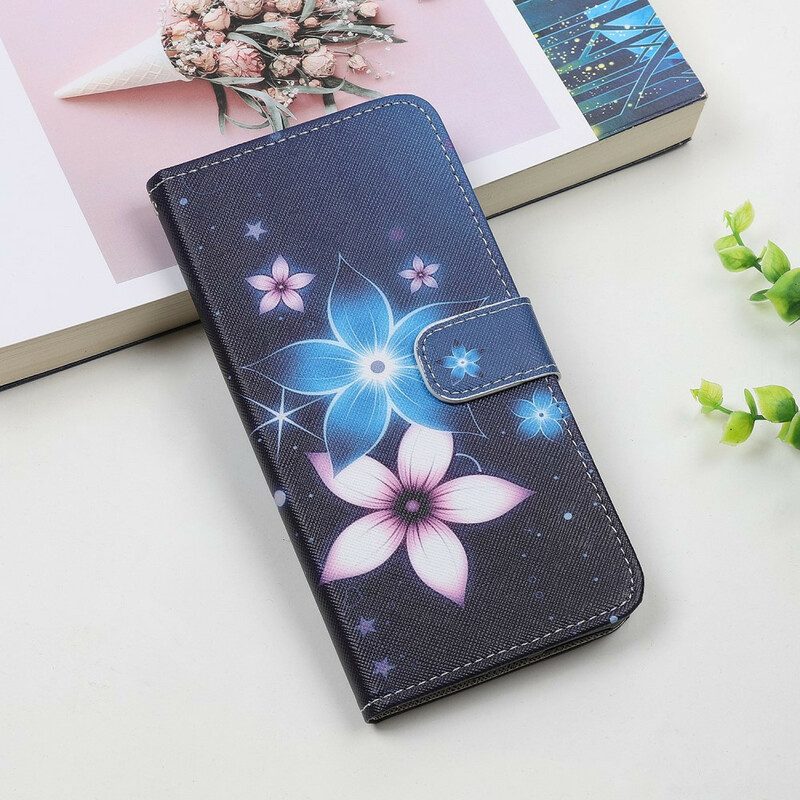 Custodia in pelle Samsung Galaxy A31 Cinturino Lunare Fiori