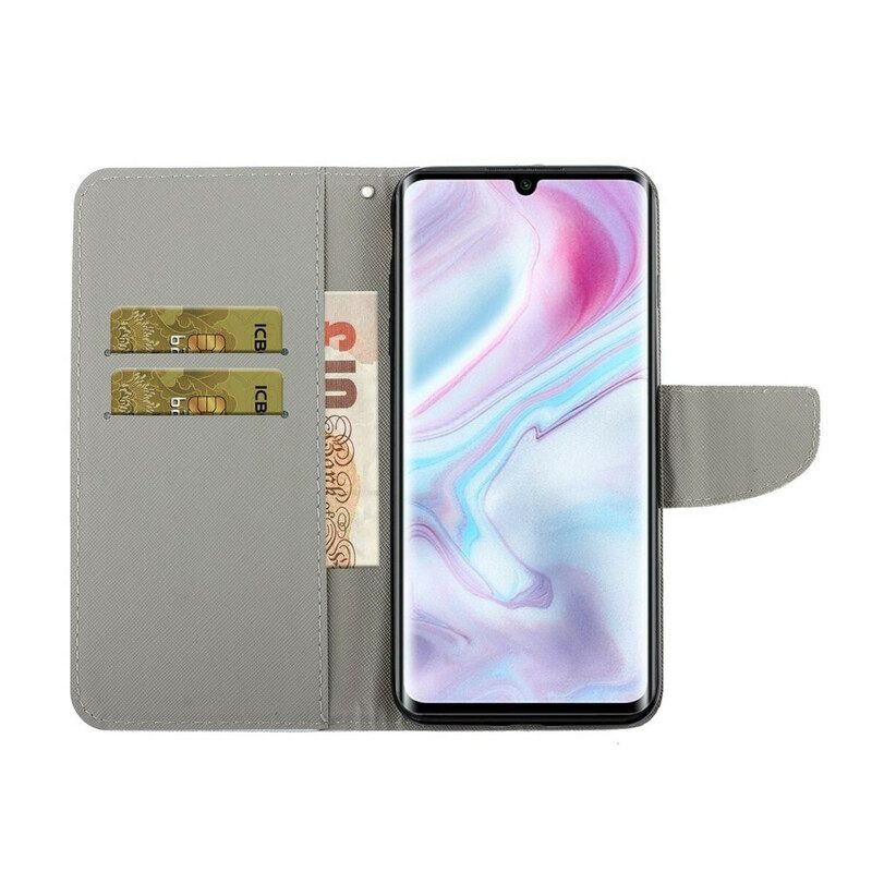 Custodia in pelle Samsung Galaxy A31 Cordino Floreale Con Farfalle