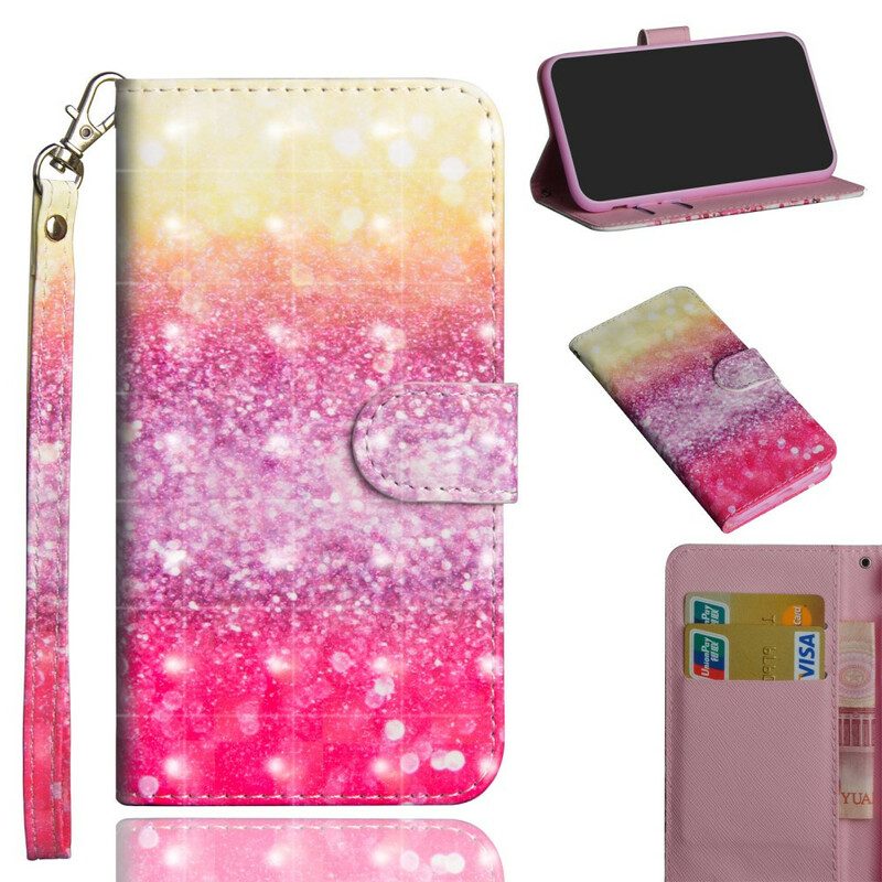 Custodia in pelle Samsung Galaxy A31 Gradiente Glitterato Magenta