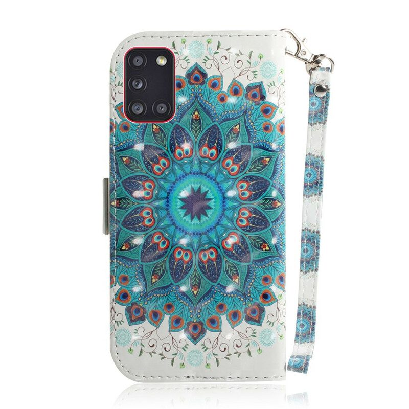 Custodia in pelle Samsung Galaxy A31 Mandala Magistrale Con Cinturino