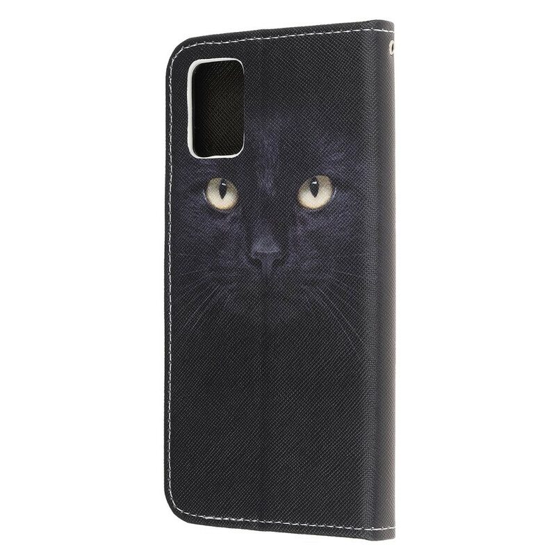 Custodia in pelle Samsung Galaxy A31 Strappy Occhi Di Gatto Nero