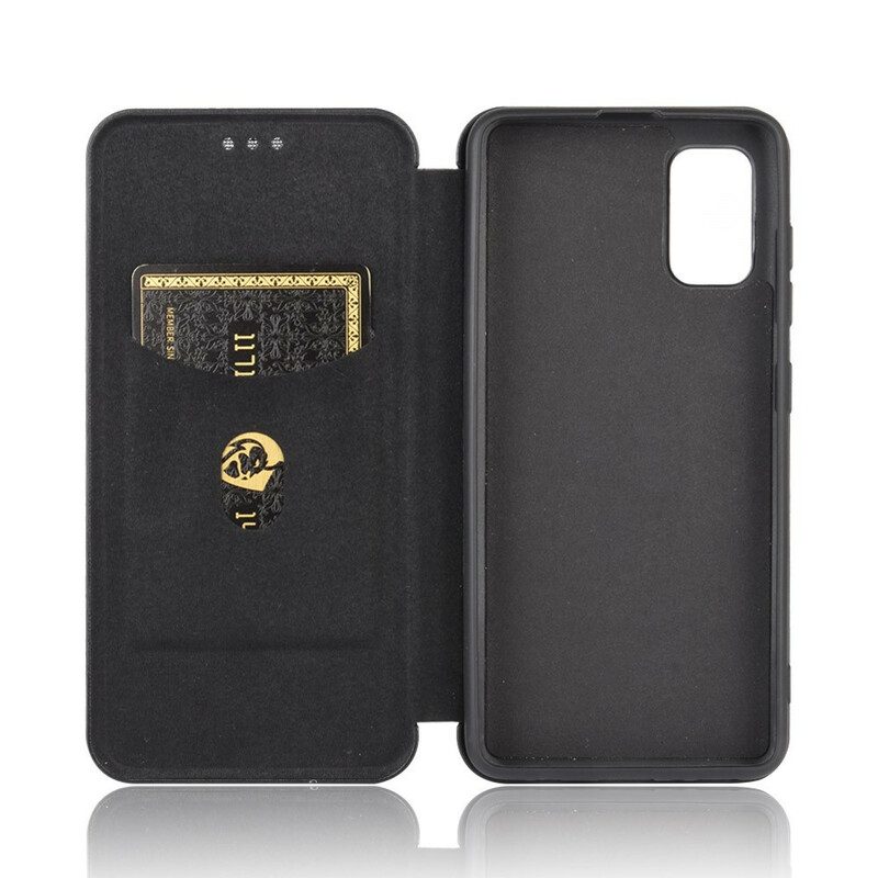 Folio Cover Samsung Galaxy A31 Custodia in pelle Fibra Di Carbonio