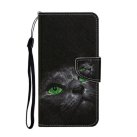 Folio Cover Samsung Galaxy A31 Gatto Dagli Occhi Verdi Con Cordino