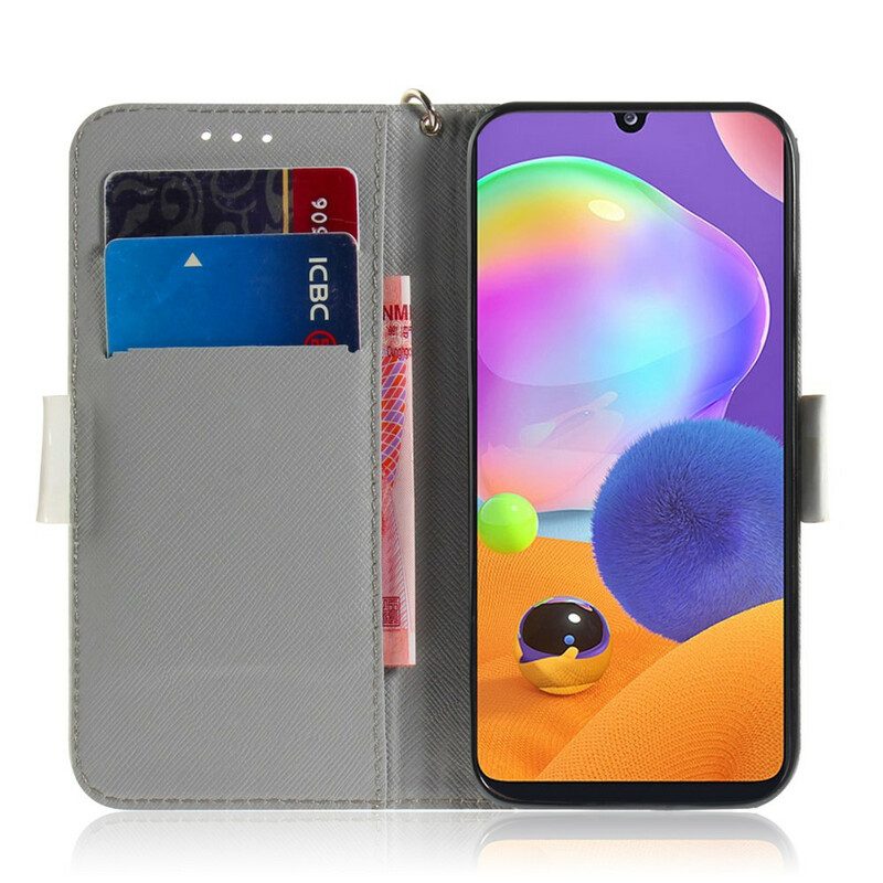 Folio Cover Samsung Galaxy A31 Ramo Fiorito Con Cinturino