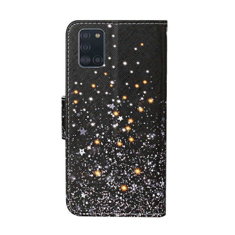 Folio Cover Samsung Galaxy A31 Stelle E Paillettes Con Cordino