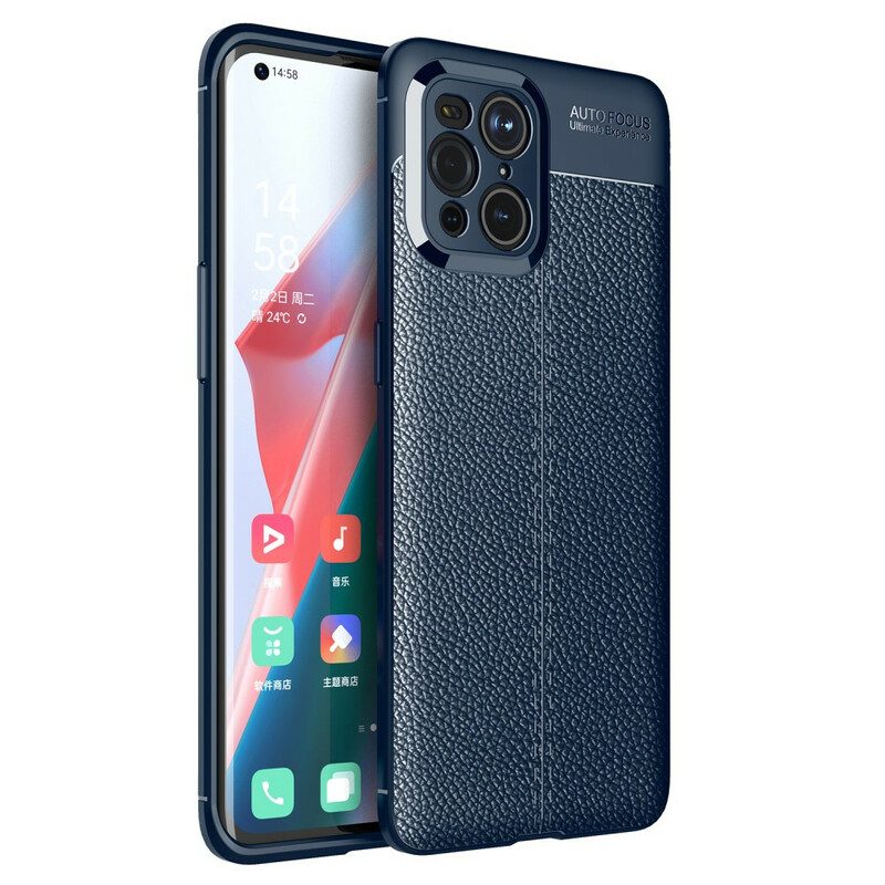 Cover Oppo Find X3 Pro Doppia Linea Litchi Effetto Pelle