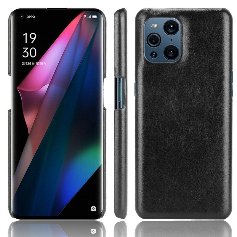 Cover Oppo Find X3 Pro Effetto Pelle Litchi