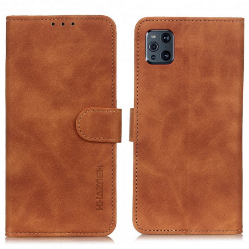 Custodia in pelle Oppo Find X3 Pro Effetto Pelle Vintage Opaca Khazneh