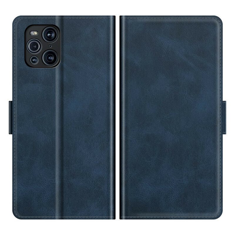 Custodia in pelle Oppo Find X3 Pro Folio Cover Doppia Patta Classica