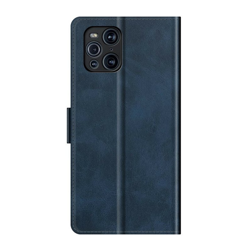 Custodia in pelle Oppo Find X3 Pro Folio Cover Doppia Patta Classica