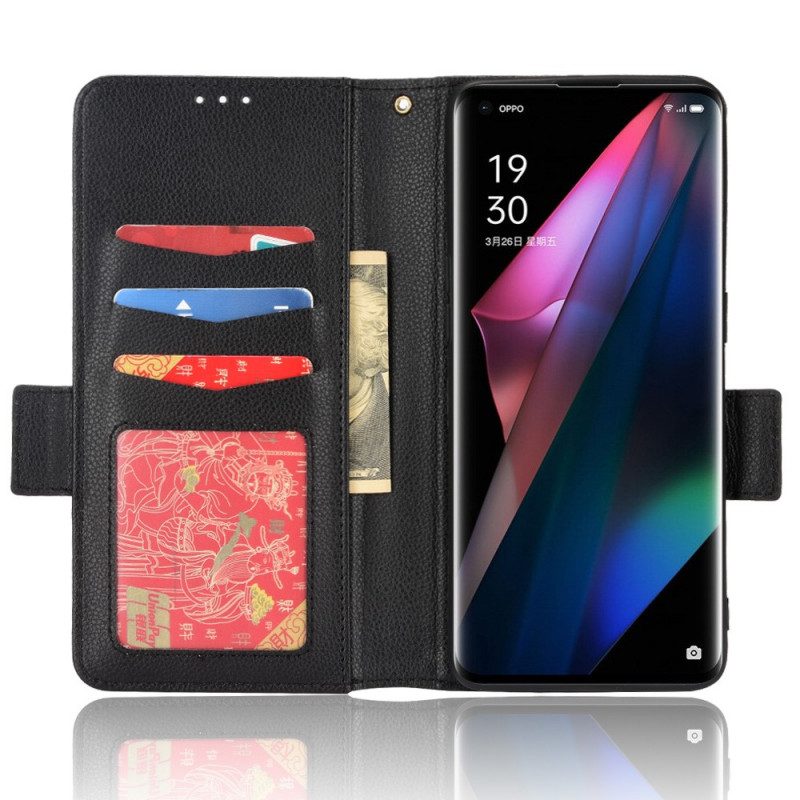 Custodia in pelle Oppo Find X3 Pro Folio Cover Flap Doppio Litchi Nuovi Colori