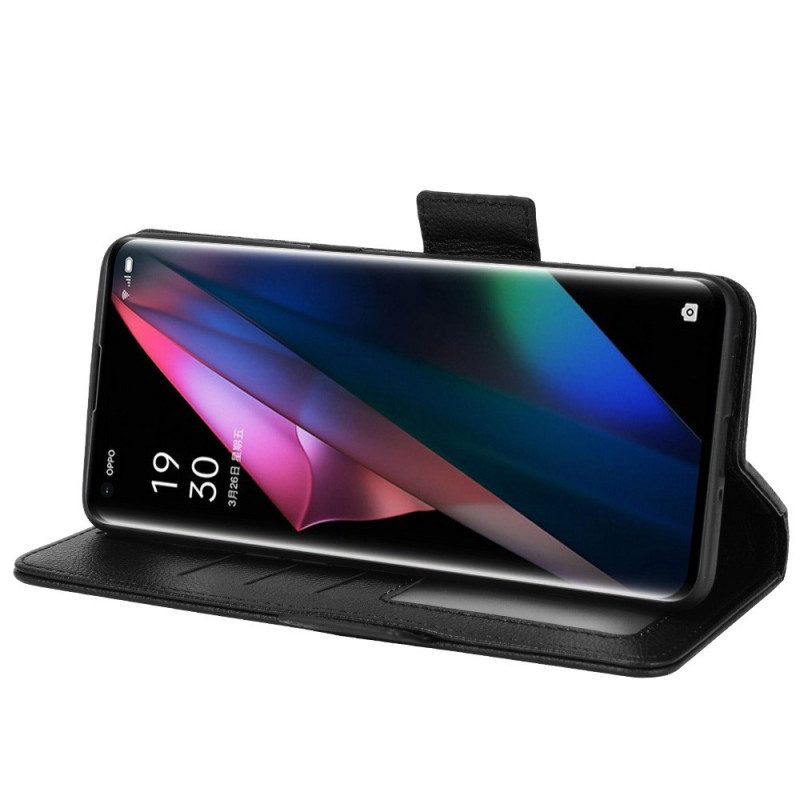 Custodia in pelle Oppo Find X3 Pro Folio Cover Flap Doppio Litchi Nuovi Colori