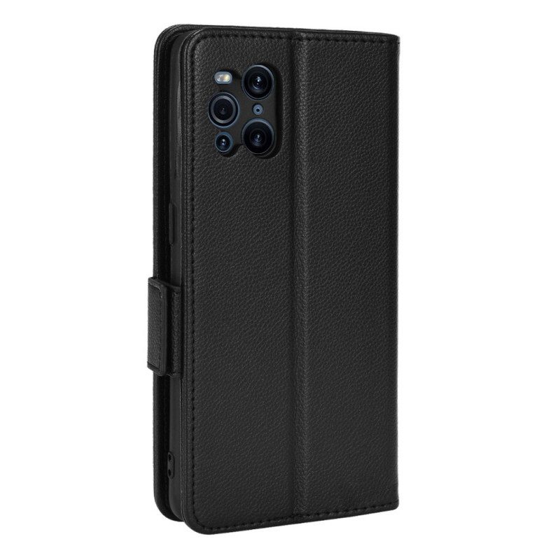 Custodia in pelle Oppo Find X3 Pro Folio Cover Flap Doppio Litchi Nuovi Colori