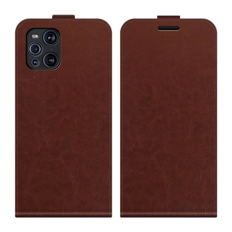 Custodia in pelle Oppo Find X3 Pro Folio Cover Patta Verticale Effetto Pelle