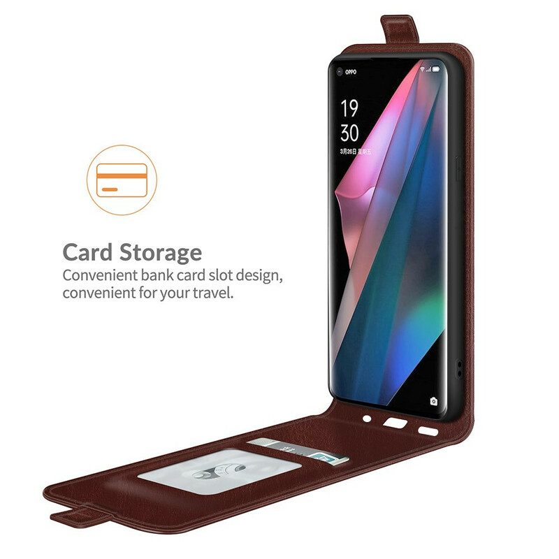 Custodia in pelle Oppo Find X3 Pro Folio Cover Patta Verticale Effetto Pelle