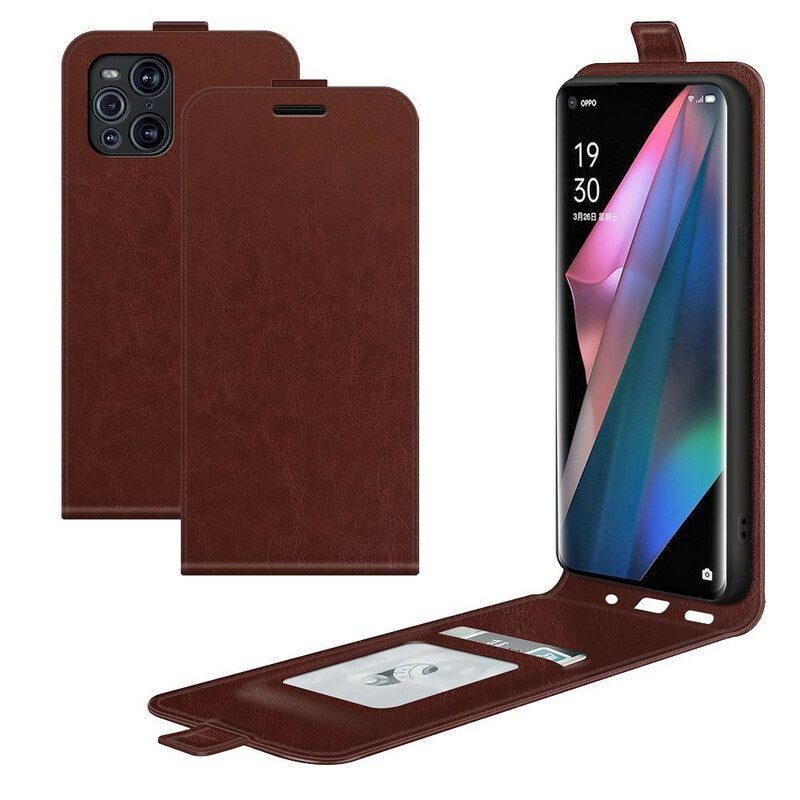 Custodia in pelle Oppo Find X3 Pro Folio Cover Patta Verticale Effetto Pelle