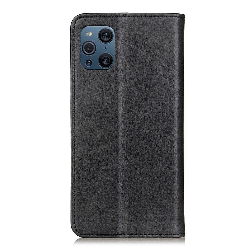 Folio Cover Oppo Find X3 Pro Custodia in pelle Cuoio Spaccato