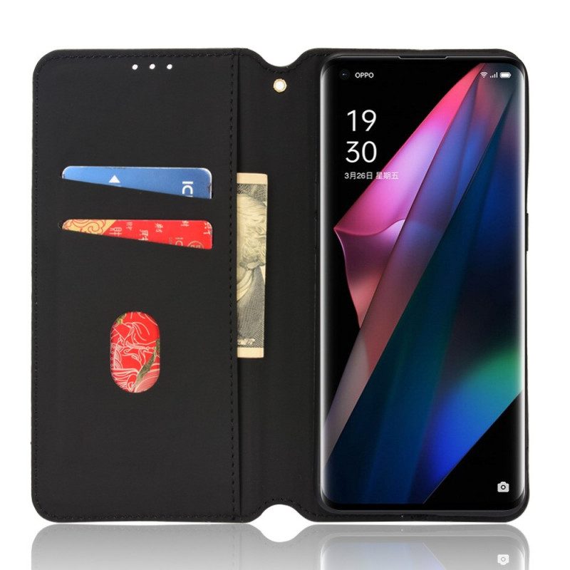 Folio Cover Oppo Find X3 Pro Custodia in pelle Effetto Pelle Diamante