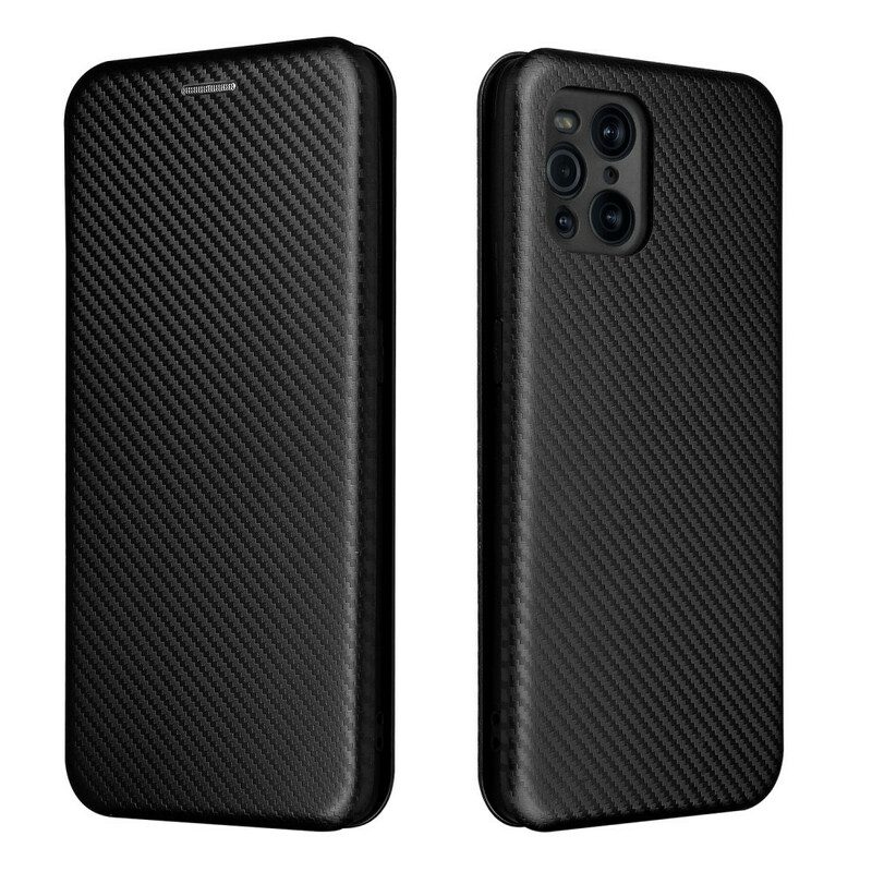 Folio Cover Oppo Find X3 Pro Custodia in pelle Silicone Colorato Al Carbonio