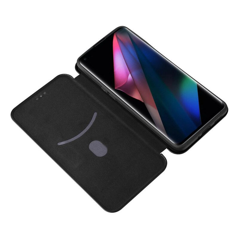 Folio Cover Oppo Find X3 Pro Custodia in pelle Silicone Colorato Al Carbonio