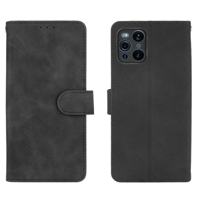 Folio Cover Oppo Find X3 Pro Tocco Di Pelle