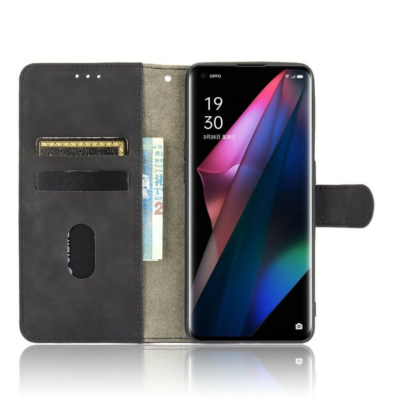 Folio Cover Oppo Find X3 Pro Tocco Di Pelle