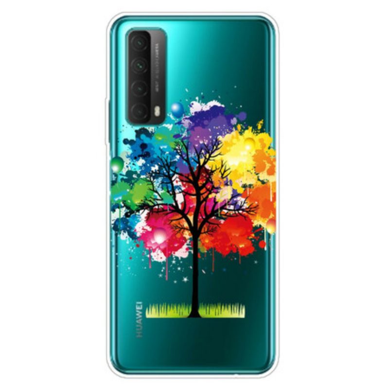 Cover Huawei P Smart 2021 Albero Dell'acquerello Senza Soluzione Di Continuità