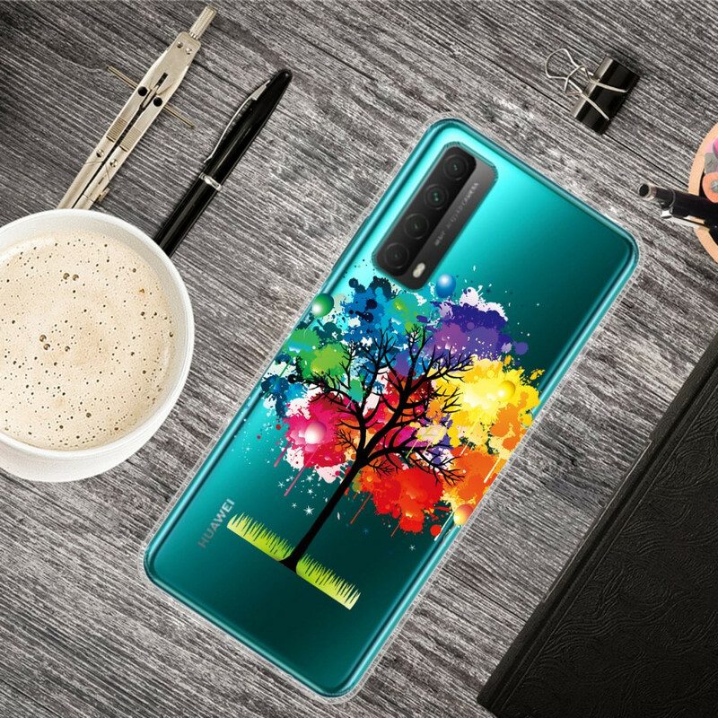 Cover Huawei P Smart 2021 Albero Dell'acquerello Senza Soluzione Di Continuità