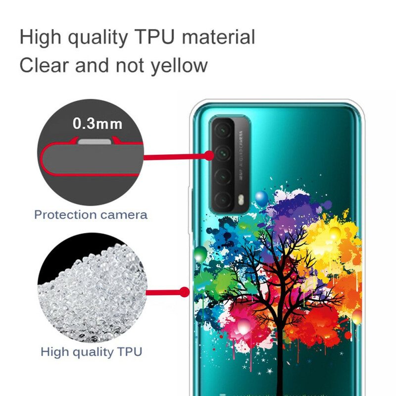 Cover Huawei P Smart 2021 Albero Dell'acquerello Senza Soluzione Di Continuità