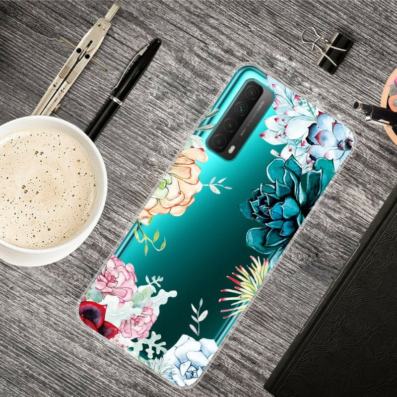 Cover Huawei P Smart 2021 Fiori Dell'acquerello Senza Soluzione Di Continuità