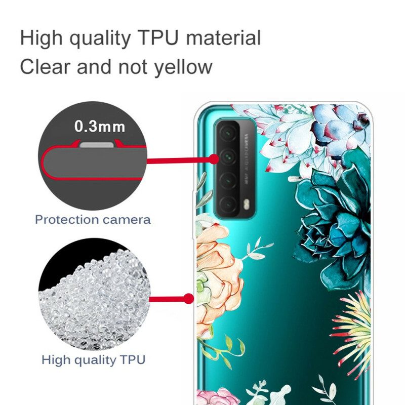 Cover Huawei P Smart 2021 Fiori Dell'acquerello Senza Soluzione Di Continuità