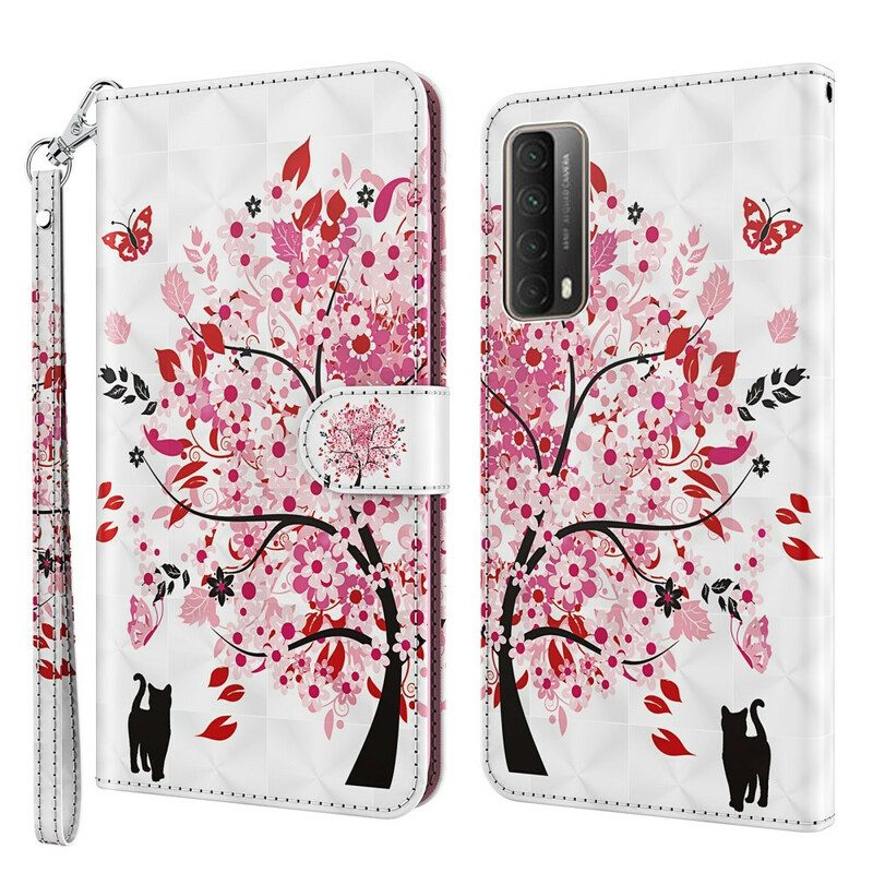 Custodia in pelle Huawei P Smart 2021 Albero Rosa