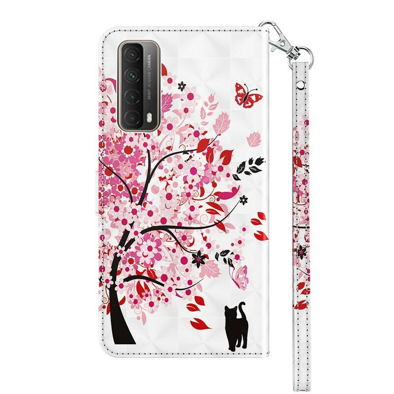 Custodia in pelle Huawei P Smart 2021 Albero Rosa