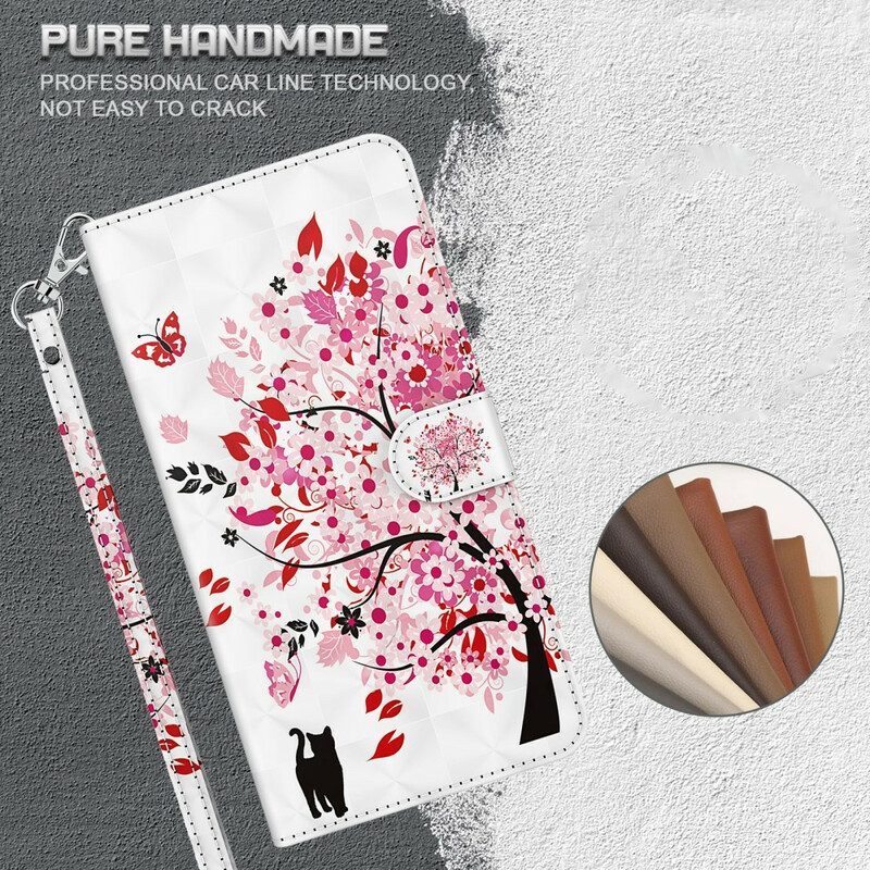 Custodia in pelle Huawei P Smart 2021 Albero Rosa