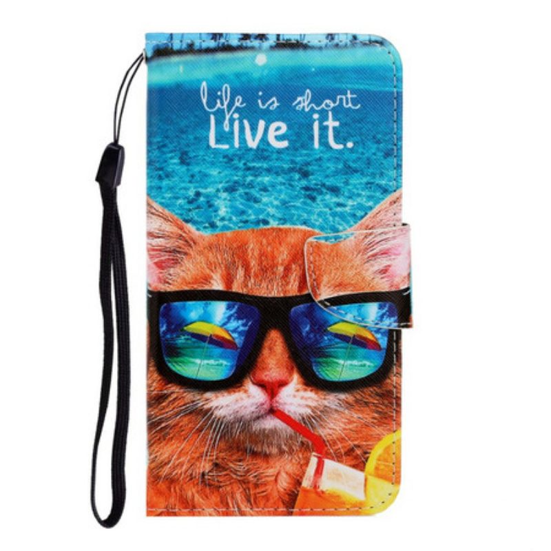 Custodia in pelle Huawei P Smart 2021 Cat Live It Strappy