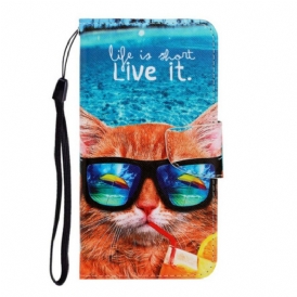 Custodia in pelle Huawei P Smart 2021 Cat Live It Strappy