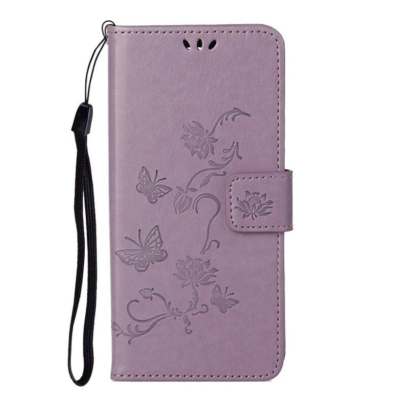 Custodia in pelle Huawei P Smart 2021 Cinturino Fiori