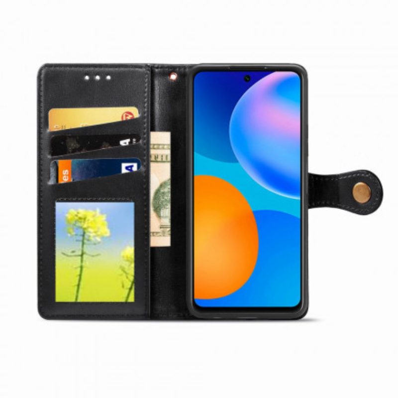 Custodia in pelle Huawei P Smart 2021 Ecopelle E Chiusura Vintage