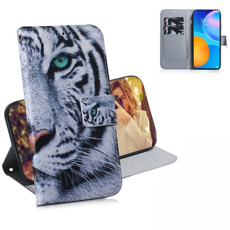 Custodia in pelle Huawei P Smart 2021 Faccia Da Tigre