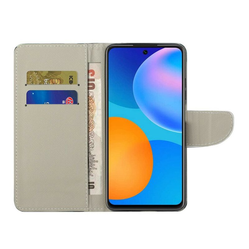 Custodia in pelle Huawei P Smart 2021 Farfalle