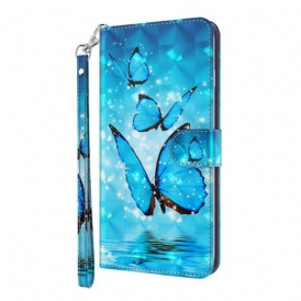 Custodia in pelle Huawei P Smart 2021 Farfalle Blu Volanti